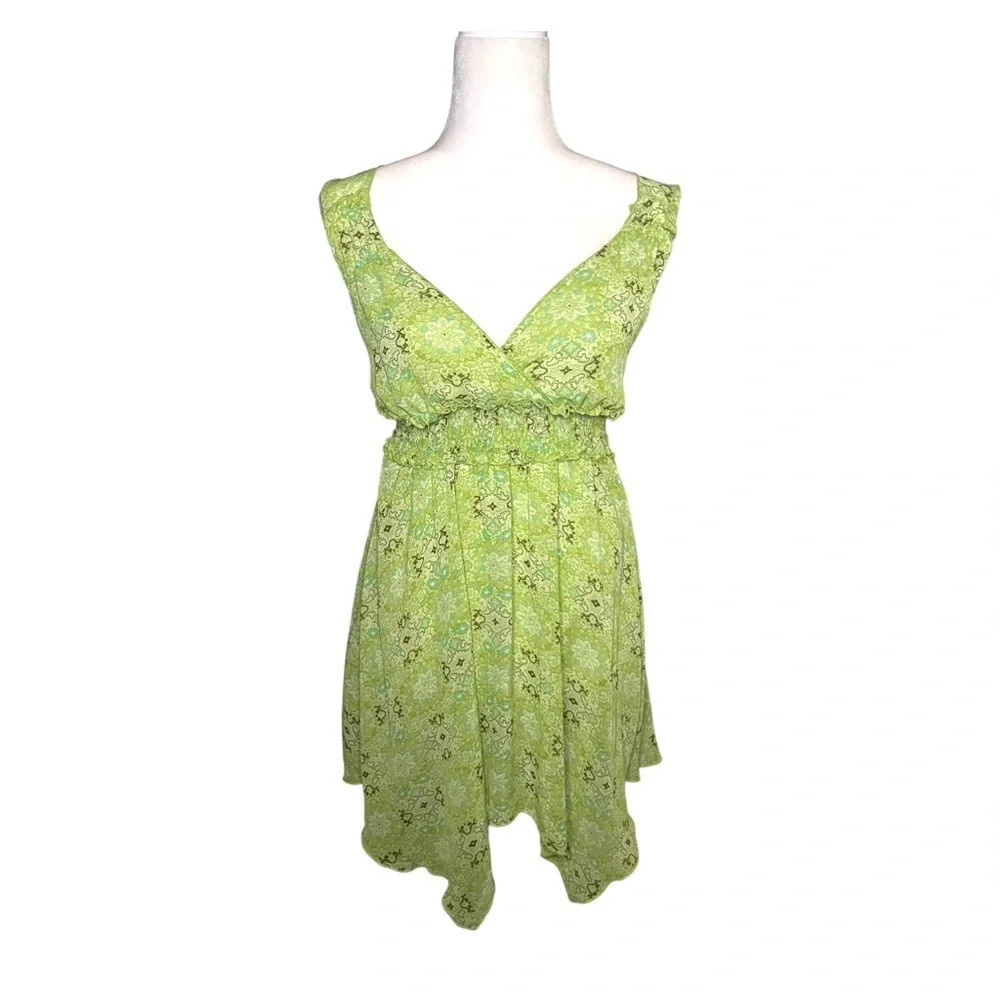 Y2K Fairycore Green Smocked Mini Dress Jordache